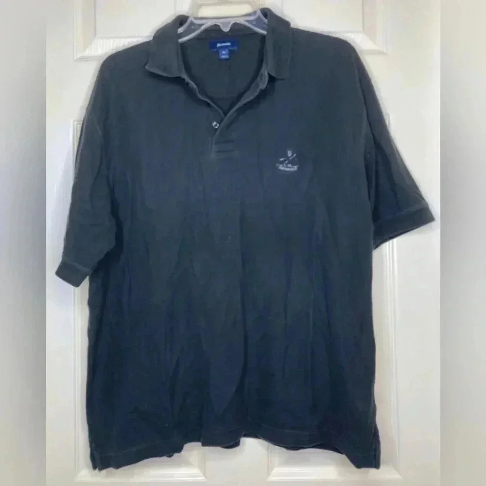 Men FACONNABLE Black S/s 100% Cotton Logo Polo Shirt Top Sz XL